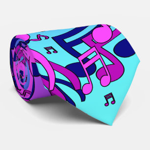 Mooie muziek levendige noten aqua blauw paars roze stropdas