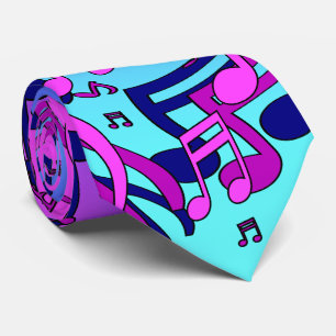 Mooie muziek levendige noten aqua blauw paars roze stropdas