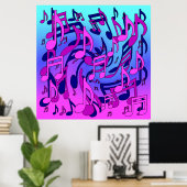 Mooie muziek Lively Musical Notes Expressive Poster (Thuiskantoor)
