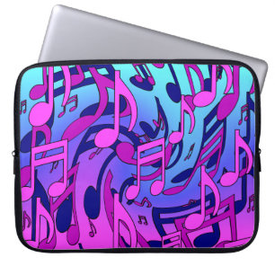 Mooie muziek muzieknoten levendig opgewekt artisti laptop sleeve