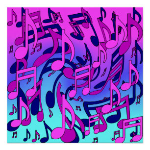 Mooie muziek muzieknoten levendig opgewekt artisti perfect poster