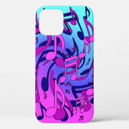 Mooie muziek muzikaal patroon roze paars aqua Case-Mate iPhone case