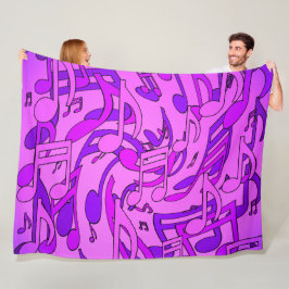Mooie muziek opbeurende muzieknoten paars roze fleece deken