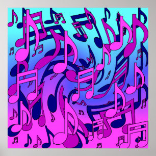 Mooie muziek opbeurende muzieknoten paars roze poster