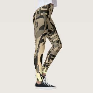 Mooie muziek Sepia levendige muzieknoten Leggings