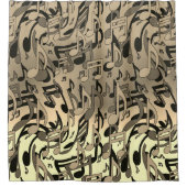 Mooie muziek Sepia Lively Musical Notes Douchegordijn (Voorkant)