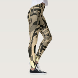 Mooie muziek Sepia Lively Musical Notes Leggings