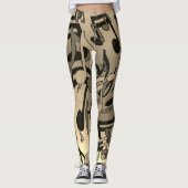 Mooie muziek Sepia Lively Musical Notes Leggings (Voorkant)