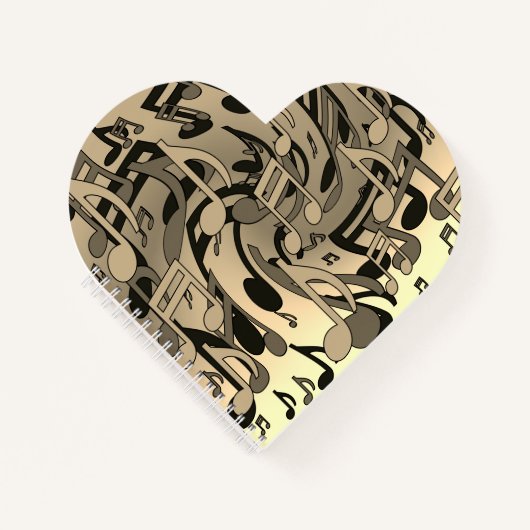 Mooie muziek Sepia Tone Lively Musical Notes Notitieboek (Voorkant)