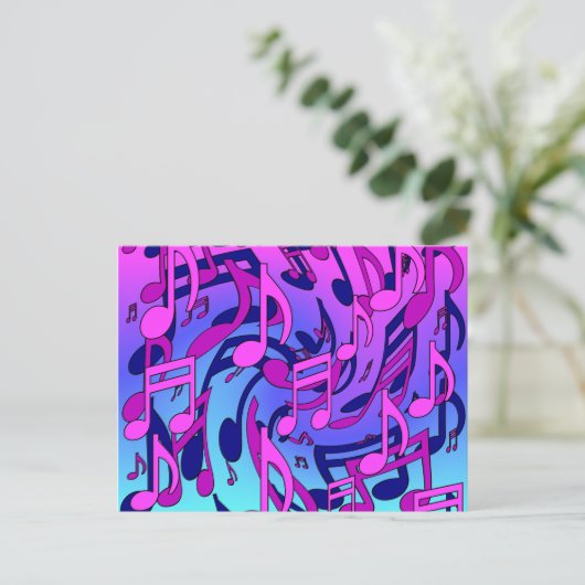 Mooie muziek toont roze Paarse blauw Aqua Briefkaart (Staand voorkant)