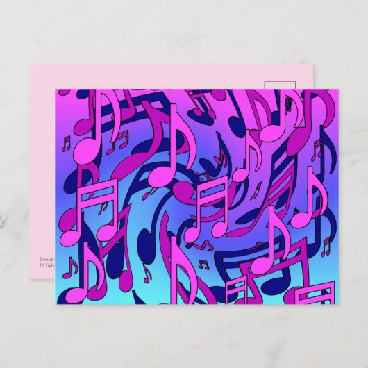 Mooie muziek toont roze Paarse blauw Aqua Briefkaart (Voorkant / Achterkant)