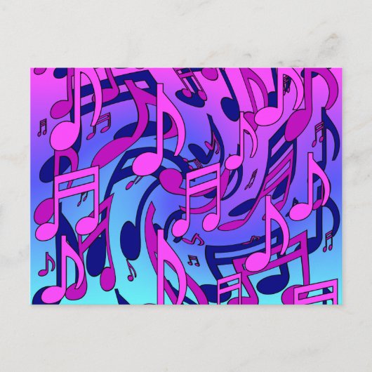 Mooie muziek toont roze Paarse blauw Aqua Briefkaart (Voorkant)