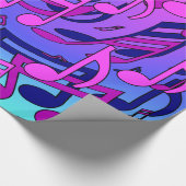 Mooie muziek toont roze Paarse blauw Aqua Cadeaupapier (Hoek)