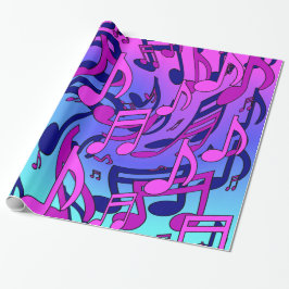 Mooie muziek toont roze Paarse blauw Aqua Cadeaupapier