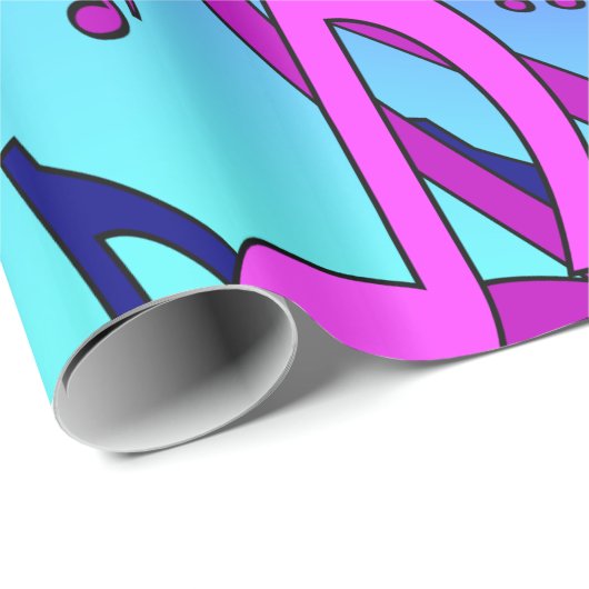 Mooie muziek toont roze Paarse blauw Aqua Cadeaupapier (Rol Hoek)