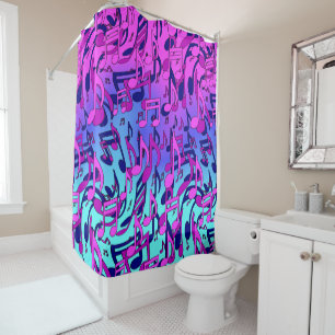 Mooie muziek toont roze Paarse blauw Aqua Douchegordijn