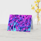 Mooie muziek toont roze Paarse blauw Aqua Kaart (Gele Bloem)