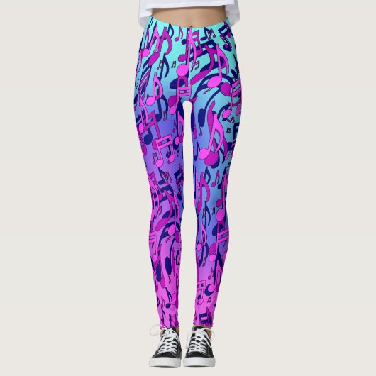 Mooie muziek toont roze Paarse blauw Aqua Leggings (Voorkant)