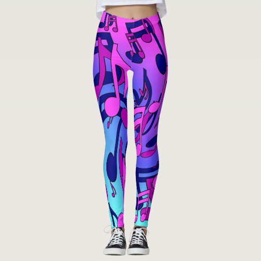 Mooie muziek toont roze Paarse blauw Aqua Leggings (Voorkant)