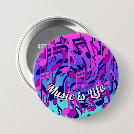 Mooie muziek toont roze Paarse blauw Aqua Ronde Button 7,6 Cm (Voorkant /achterkant)