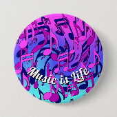 Mooie muziek toont roze Paarse blauw Aqua Ronde Button 7,6 Cm (Voorkant)