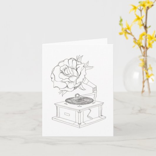 Mooie muziek wenskaart  kaart (Gele Bloem)