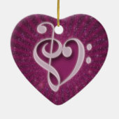 Mooie muzieknoten die als hart zijn samengevoegd keramisch ornament (Achterkant)