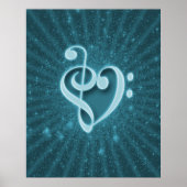 Mooie muzieknoten die als hart zijn samengevoegd poster (Voorkant)