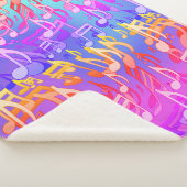 Mooie muzieknoten, kleurrijke muziek sherpa deken (3/4)