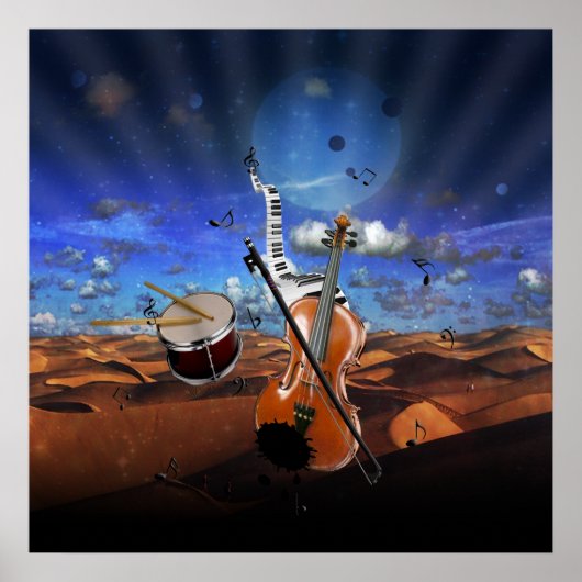 Mooie muzieknoten schenden later pianodrums poster (Voorkant)