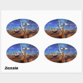 Mooie muzieknoten schenden pianodrums ovale sticker (Vel)