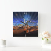 Mooie muzieknoten schenden pianodrums vierkante klok (Huis)