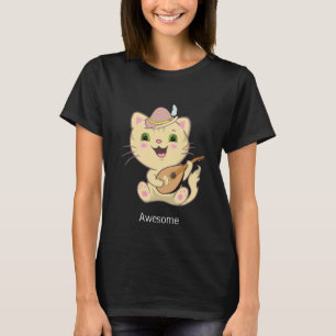 Mooie muzikale kaneelkleurige cataashemd t-shirt