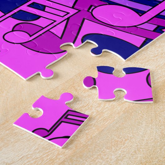 Mooie muzikale muzieknoten met kleurrijke kunst legpuzzel (Zijkant)