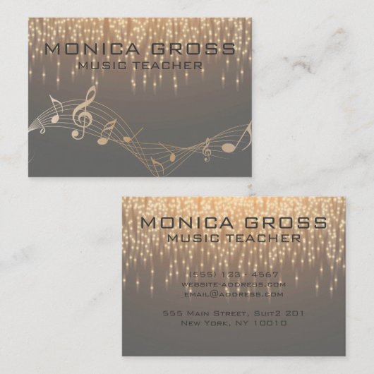 Mooie muzikale noot-sparkle confetti visitekaartje (Voorkant / Achterkant)