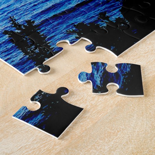 Mooie Mystic Old Tree Ocean Beach Scene Blauw Legpuzzel (Zijkant)