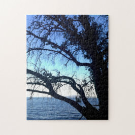 Mooie Mystic Old Tree Ocean Beach Scene Foto Legpuzzel