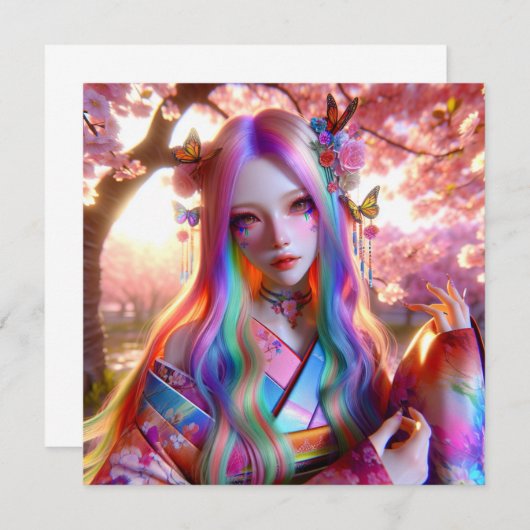 Mooie mystieke etherische vrouw met vlinders (Voorkant / Achterkant)