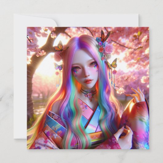 Mooie mystieke etherische vrouw met vlinders (Voorkant)