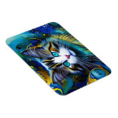 Mooie mystieke kat in blauwe en rode tinten magneet (Rechterzijde)