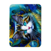 Mooie mystieke kat in blauwe en rode tinten magneet (Verticaal)