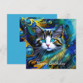 Mooie mystieke kat in het blauw en de gouden dag (Voorkant / Achterkant)