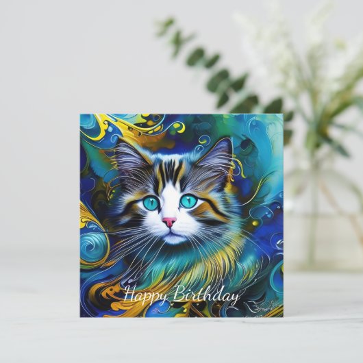 Mooie mystieke kat in het blauw en de gouden dag (Staand voorkant)