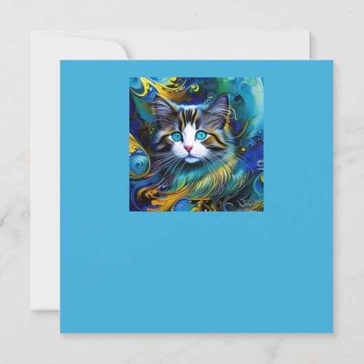 Mooie mystieke kat in het blauw en de gouden dag (Achterkant)