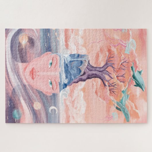 Mooie mystieke moeder aarde en universum legpuzzel (Horizontaal)