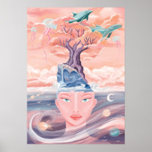 Mooie mystieke moeder aarde en universum poster