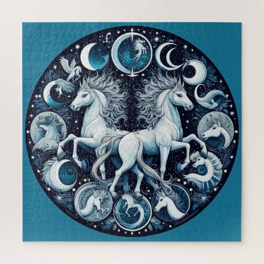 "Mooie Mystieke Paarden" 15 Legpuzzel (Verticaal)