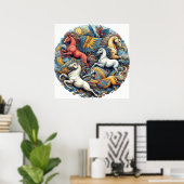 Mooie mystieke paarden 24 poster (Thuiskantoor)