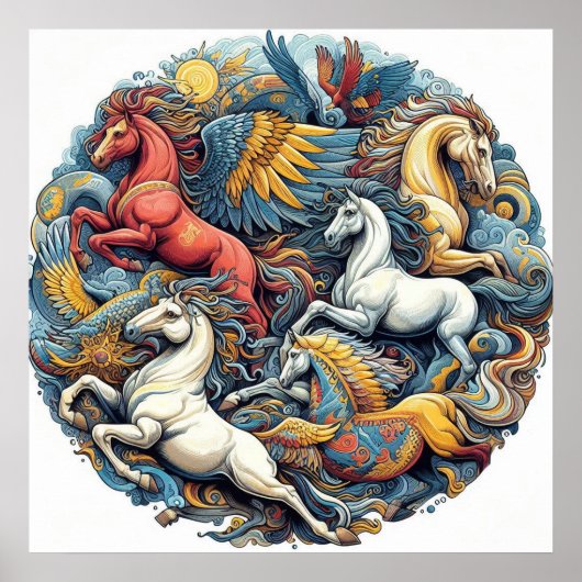 Mooie mystieke paarden 24 poster (Voorkant)