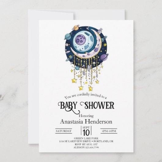 Mooie Mystieke Sterren Baby shower Kaart (Voorkant)